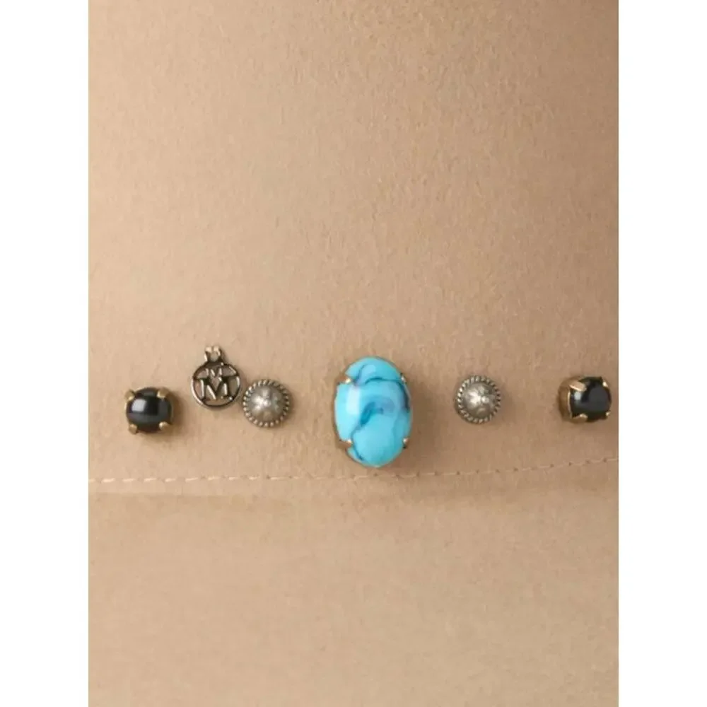 Maison Michel Kate Hat Stone and Studs On Wool Felt Hat in Beige Onyx L - Picture 2 of 4